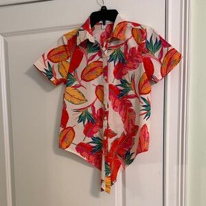 Nine West Multicolor Leaf Print Shirt